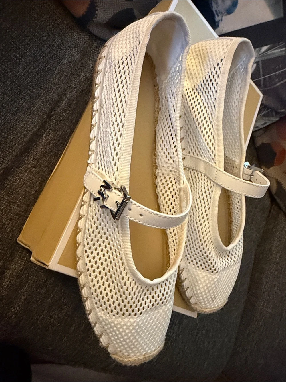 MICHAEL Michael Kors Women Optic White Ballet Espadrille - Size 7.5